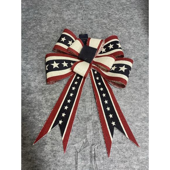 Tommy Bahama Bow Patriotic Stars Stripes‎ 4th Of July Red White Blue Door Hanger - Picture 1 of 10